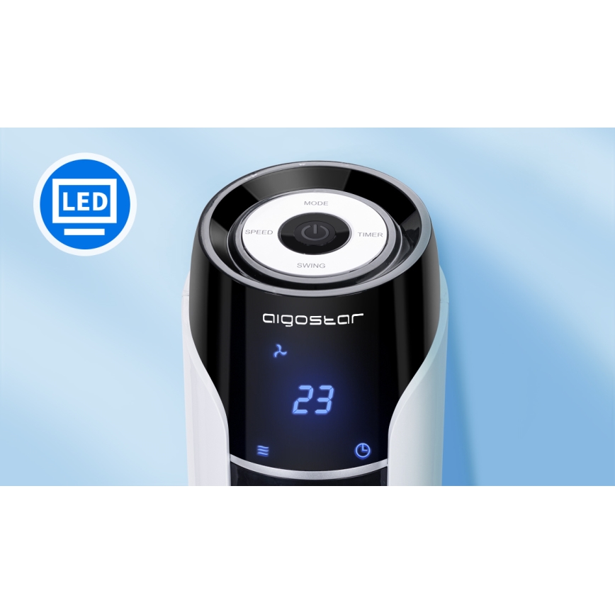 Aigostar - Напольный вентилятор 50W/230V черный/белый + дистанционное управление