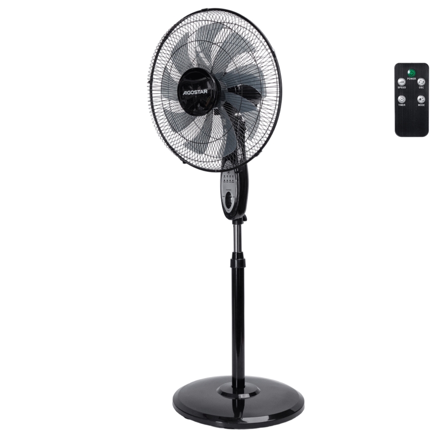 Aigostar - Напольный вентилятор 60W/230V 130 cm черный + пульт дистанционного управления