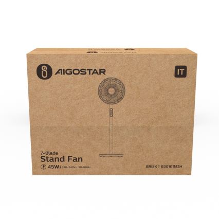 Aigostar - Напольный вентилятор 2 в 1, 45 Вт/230 В, 110 см, белый