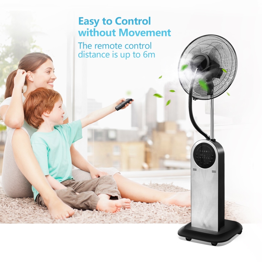 Aigostar - Напольный вентилятор с эффектом тумана MIST 95W/230V + дистанционное управление