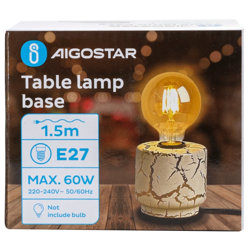 Aigostar - Настільна лампа 1xE27/60W/230V білий/золотий