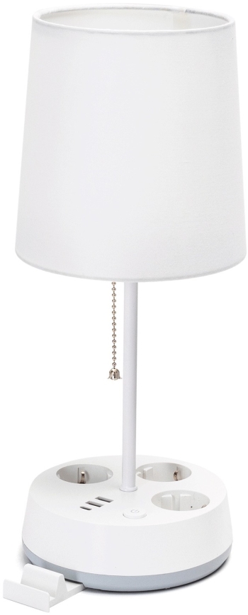 Aigostar - Настільна лампа з розетками та USB-портами 1xE27/60W/230V біла