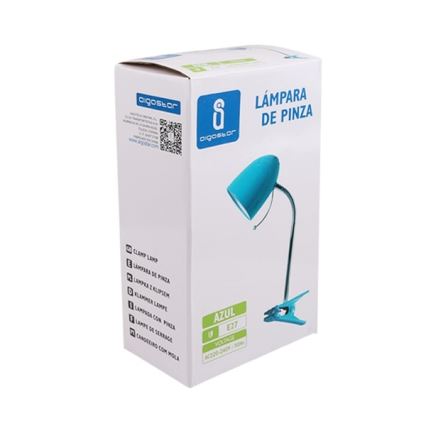Aigostar -  Настільна лампа з затискачем 1xE27/11W/230V синій/глянцевий хром