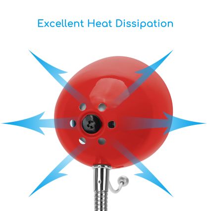 Aigostar - Настільна лампа з затискачем 1xE27/11W/230V червоний/глянцевий хром