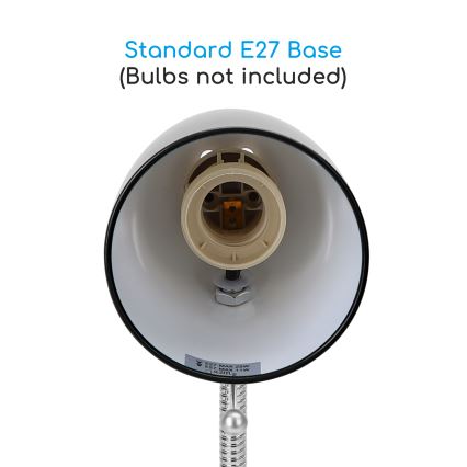 Aigostar -  Настільна лампа з затискачем 1xE27/11W/230V чорний/глянцевий хром