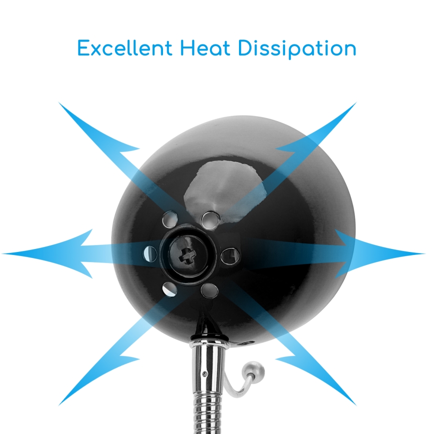 Aigostar -  Настільна лампа з затискачем 1xE27/11W/230V чорний/глянцевий хром