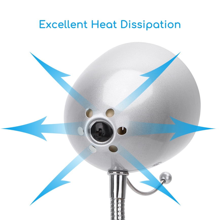 Aigostar -  Настільна лампа з затискачем 1xE27/11W/230V срібний/глянцевий хром