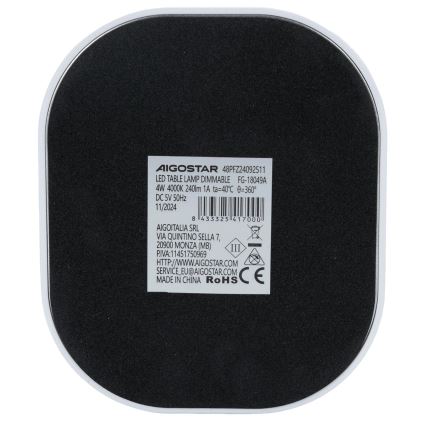 Aigostar - Настільна LED лампа з регулюванням яскравості LED/4W/5V 4000K