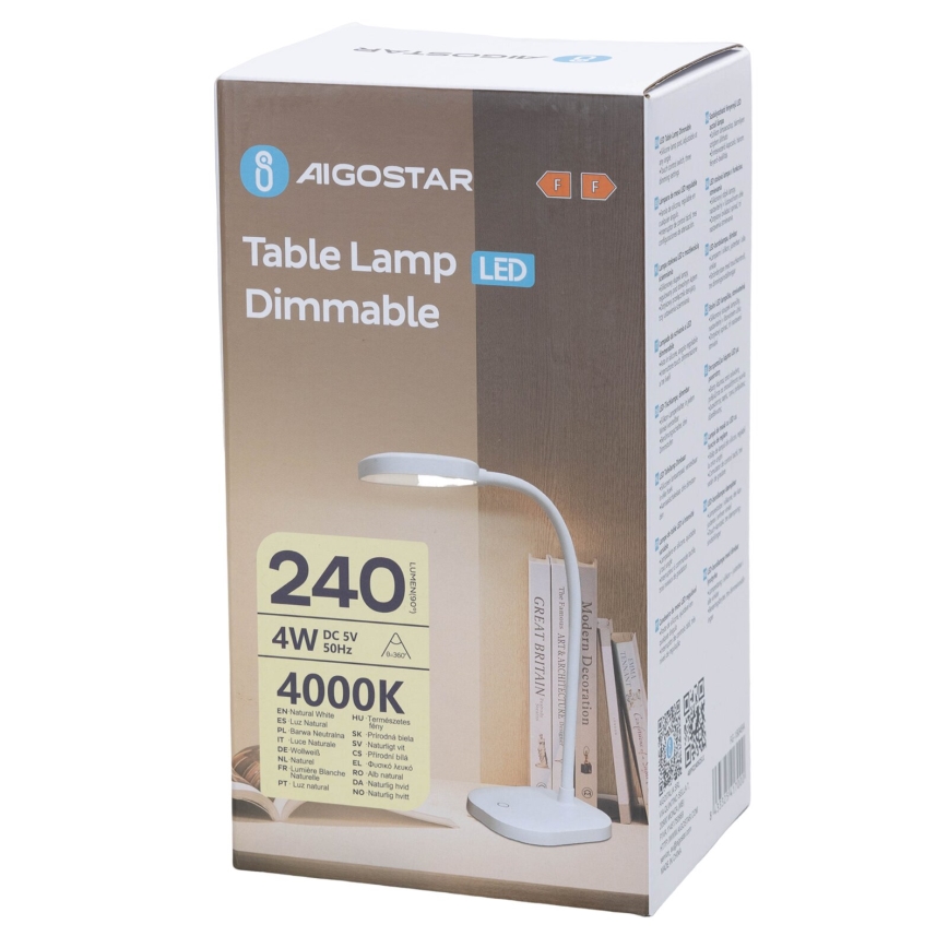 Aigostar - Настільна LED лампа з регулюванням яскравості LED/4W/5V 4000K