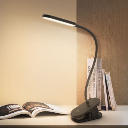 Aigostar - Настільна LED лампа з регулюванням яскравості з затискачем LED/2,5W/5V чорний