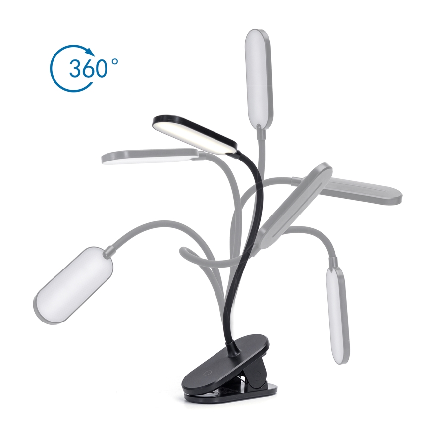 Aigostar - Настільна LED лампа з регулюванням яскравості з затискачем LED/2,5W/5V чорний