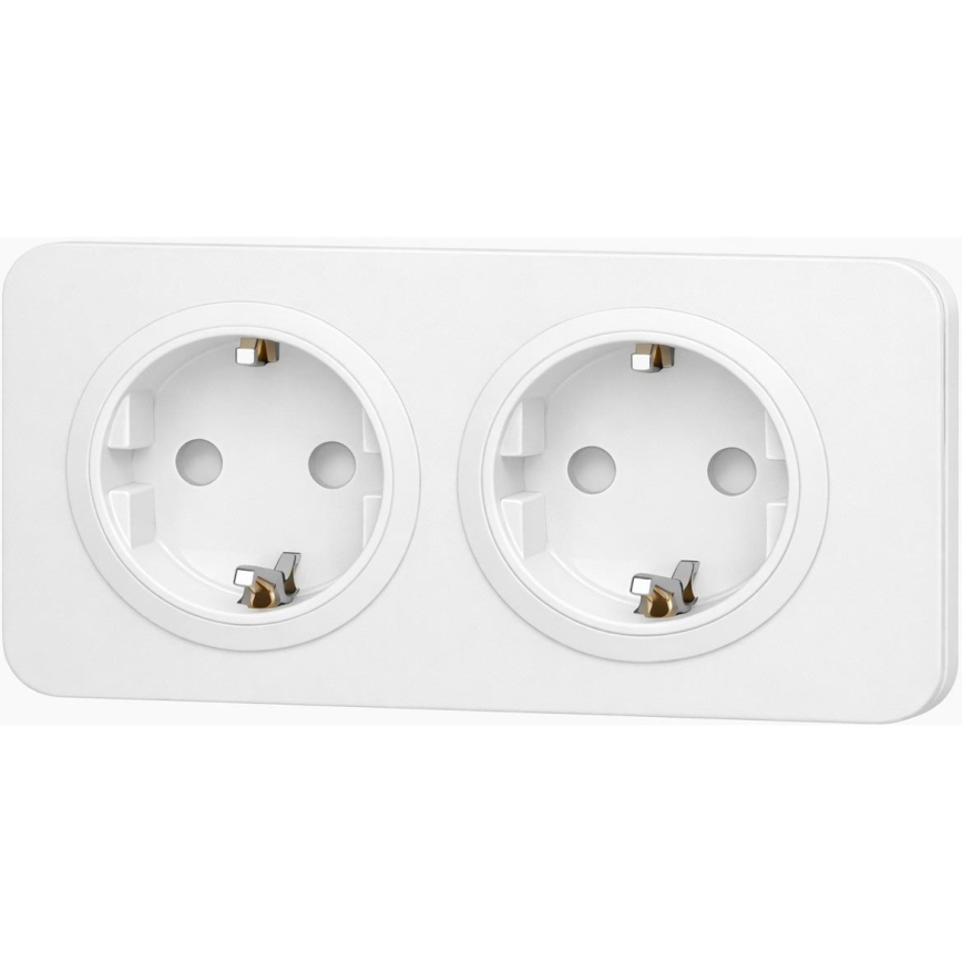 Aigostar - Настінна розетка з рамкою, подвійна SCHUKO 250V/16A, біла