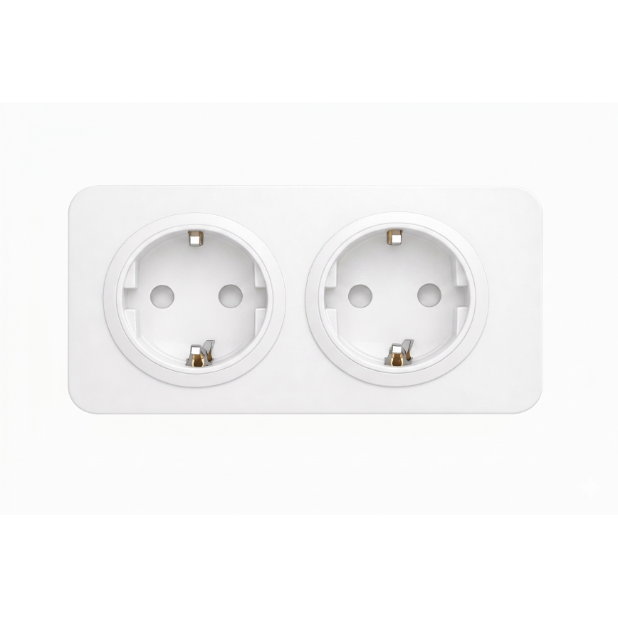 Aigostar - Настінна розетка з рамкою, подвійна SCHUKO 250V/16A, біла
