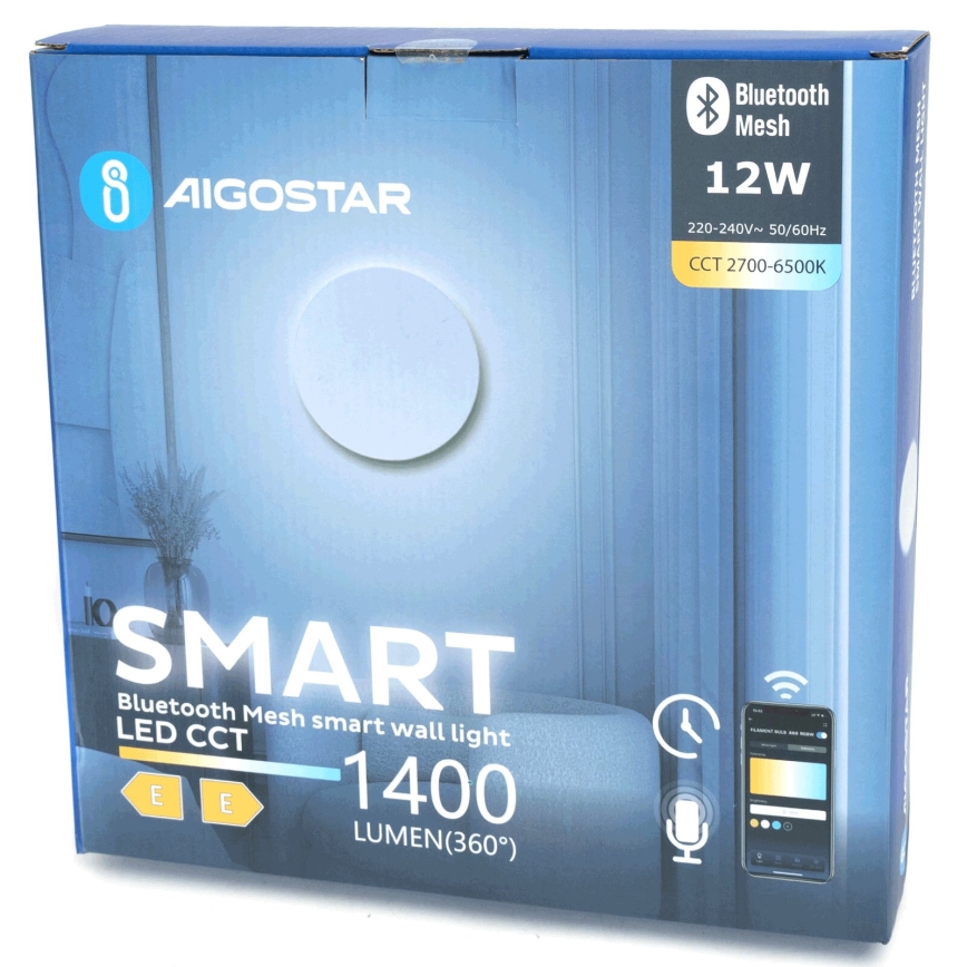 Aigostar - Настінний LED світильник з регулюванням яскравості MESH Smart LED/12W/230V 2700-6500K білий