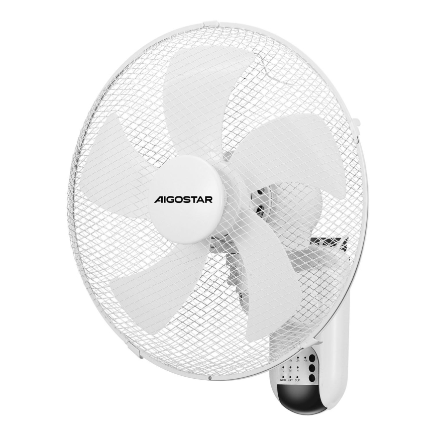 Aigostar -  Настінний вентилятор 45W/230V білий + пульт дистанційного керування