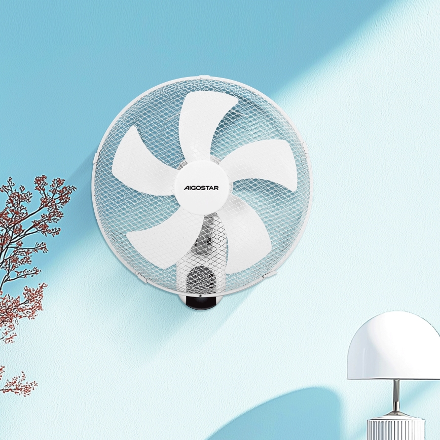 Aigostar -  Настінний вентилятор 45W/230V білий + пульт дистанційного керування