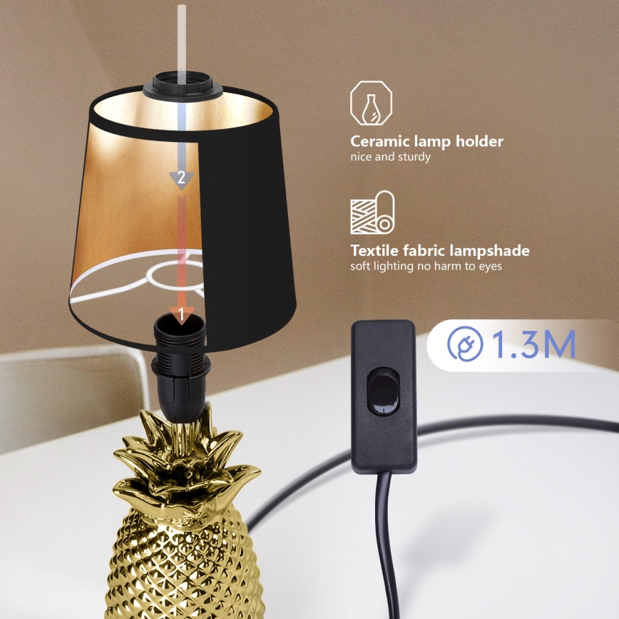 Aigostar - Настольная лампа 1xE14/40W/230V золотая/черная