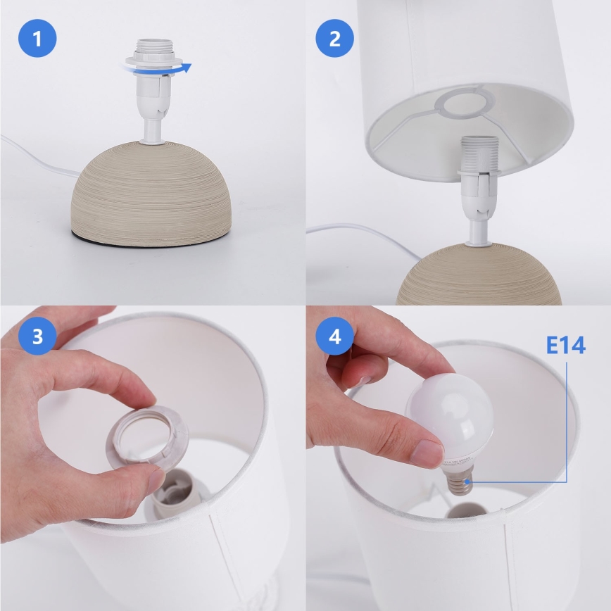 Aigostar - Настольная лампа 1xE14/40W/230V коричневый/белый