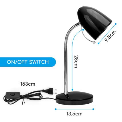 Aigostar - Настольная лампа 1xE27/36W/230V черный/блестящий хром