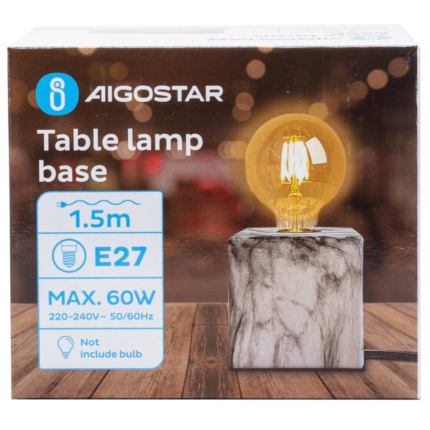 Aigostar - Настольная лампа 1xE27/60W/230V белый/серый