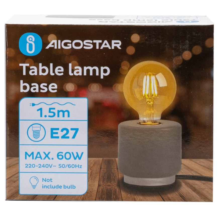 Aigostar - Настольная лампа 1xE27/60W/230V серый