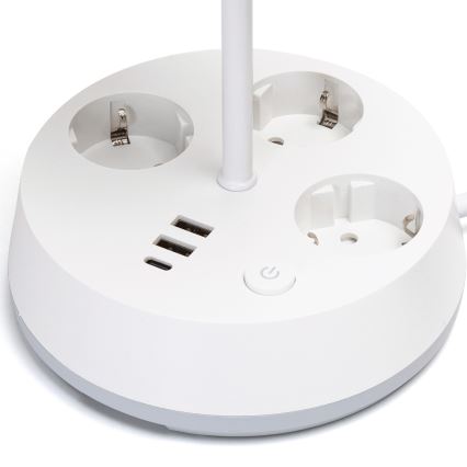Aigostar - Настольная лампа с розетками и USB-портами 1xE27/60W/230V белая