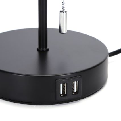 Aigostar - Настольная лампа с USB портом 1xE27/40W/230V черный