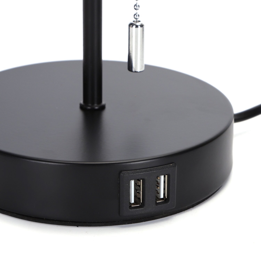 Aigostar - Настольная лампа с USB портом 1xE27/40W/230V черный