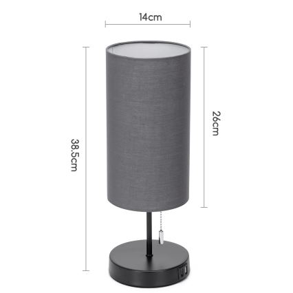 Aigostar - Настольная лампа с USB портом 1xE27/40W/230V черный