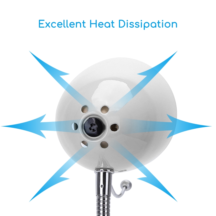 Aigostar -  Настольная лампа с зажимом 1xE27/11W/230V белый/блестящий хром