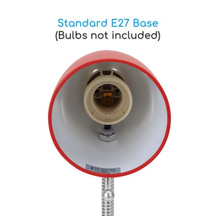 Aigostar - Настольная лампа с зажимом 1xE27/11W/230V красный/блестящий хром