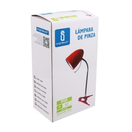Aigostar - Настольная лампа с зажимом 1xE27/11W/230V красный/блестящий хром