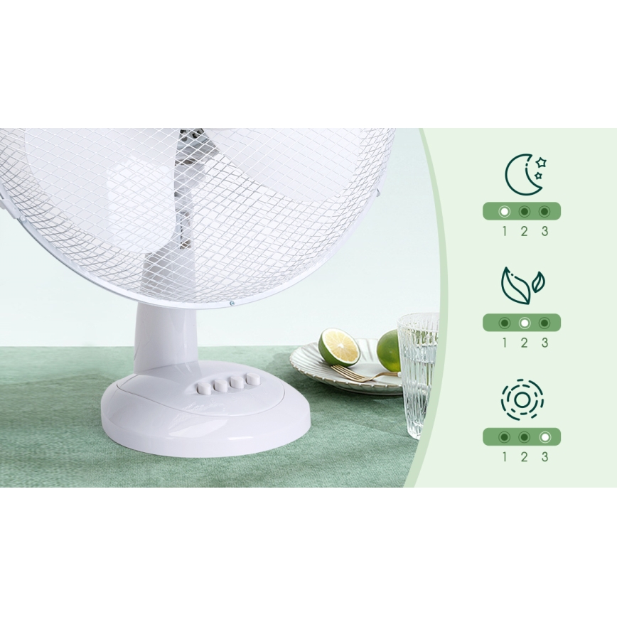 Aigostar - Настольный вентилятор 40W/230V белый
