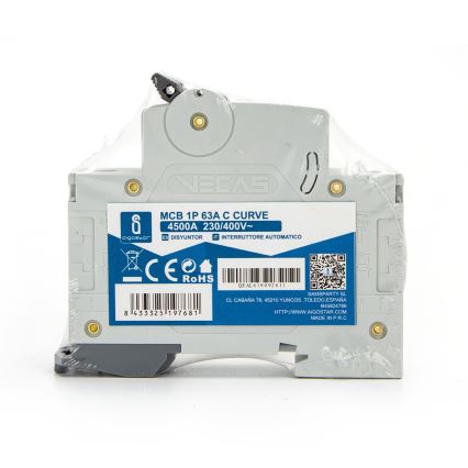 Aigostar - Однофазный автоматический выключатель 1P-63A-C 230-400V