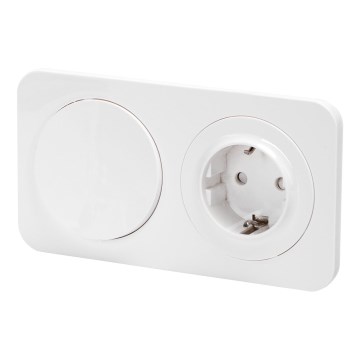Aigostar - однополюсний вимикач №1 та розетка SCHUKO 230 В зі рамкою, біла