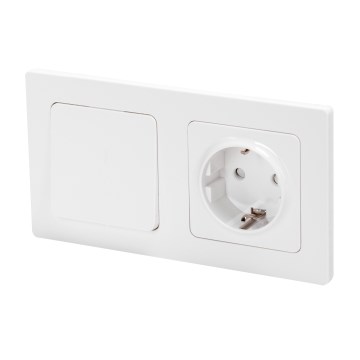 Aigostar - одноклавішний вимикач № 1 та розетка SCHUKO 250V з рамкою, біла