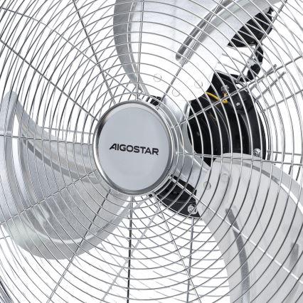 Aigostar - підлоговий вентилятор 100 Вт/230 В, діаметр 54 см, блискучий хром
