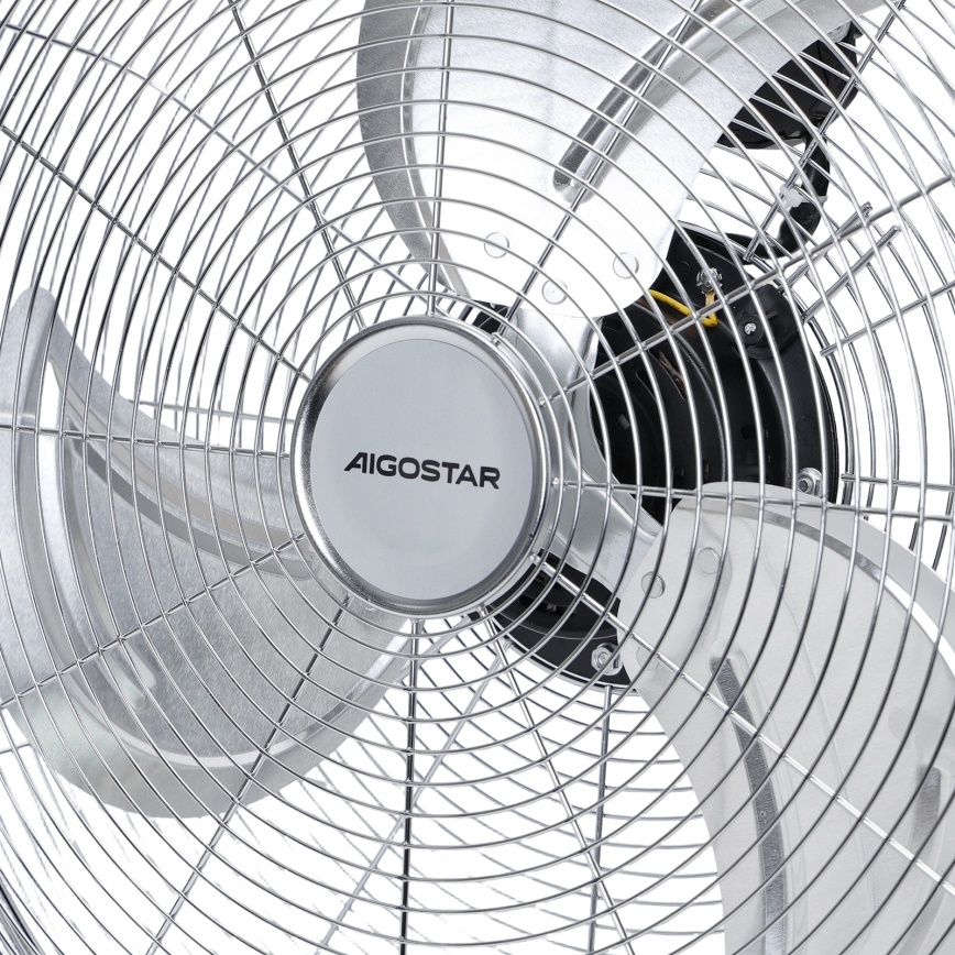 Aigostar - підлоговий вентилятор 100 Вт/230 В, діаметр 54 см, блискучий хром