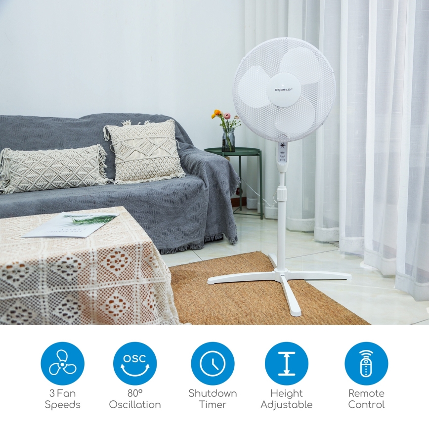 Aigostar - Підлоговий вентилятор 40W/230V 120 см білий