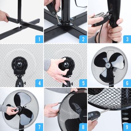 Aigostar - Підлоговий вентилятор 40W/230V 120 см чорний