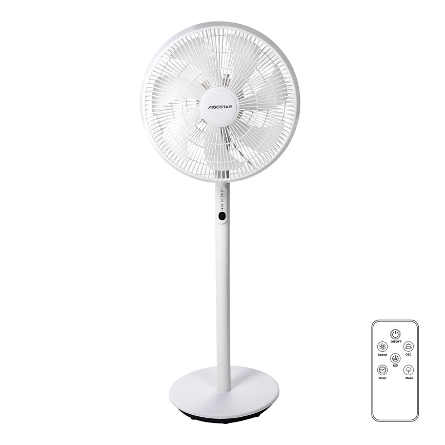 Aigostar - Підлоговий вентилятор 45W/230V білий + пульт дистанційного керування