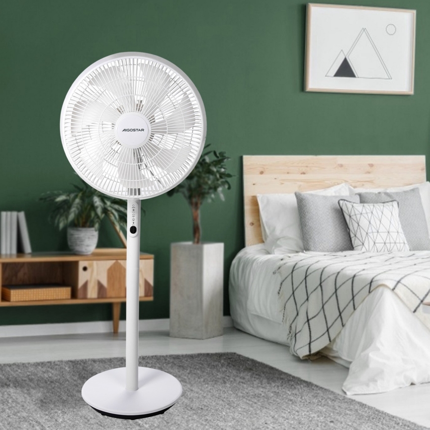 Aigostar - Підлоговий вентилятор 45W/230V білий + пульт дистанційного керування