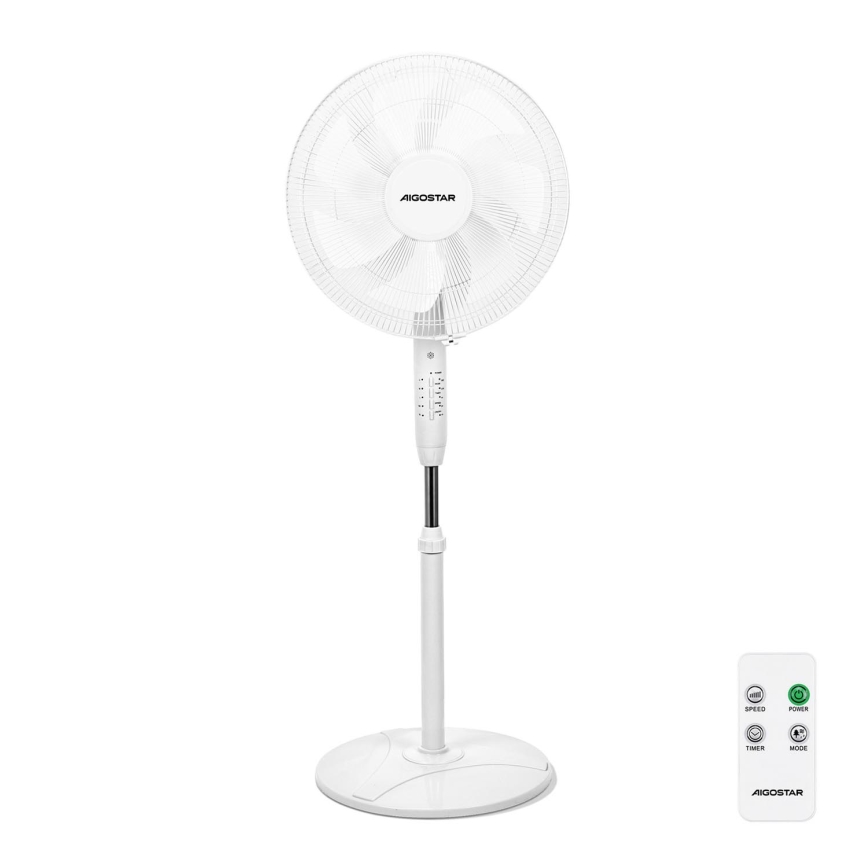 Aigostar - Підлоговий вентилятор 60W/230V білий + пульт дистанційного керування