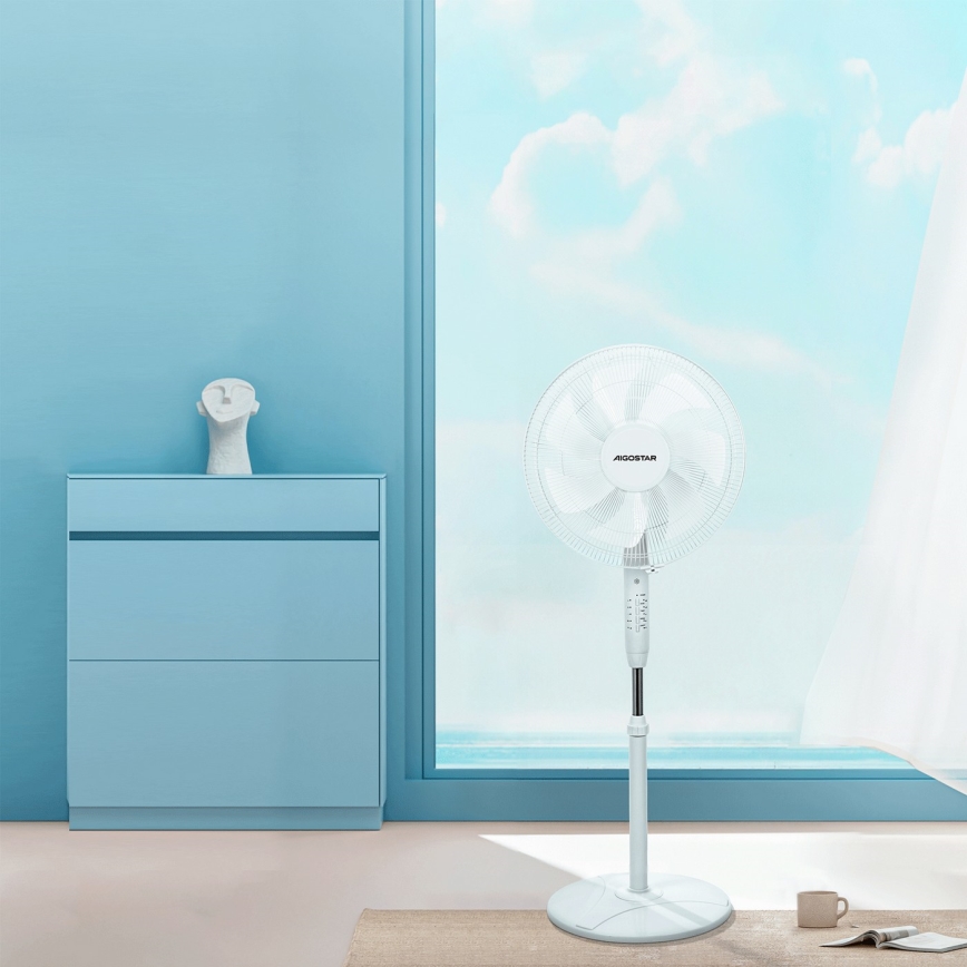 Aigostar - Підлоговий вентилятор 60W/230V білий + пульт дистанційного керування