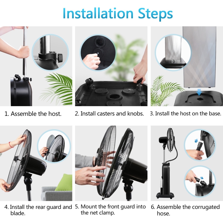 Aigostar - Підлоговий вентилятор з ефектом туману MIST 95W/230V + дистанційне керування