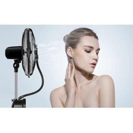 Aigostar - Підлоговий вентилятор з ефектом туману 95W/230V чорний/сірий + пульт дистанційного керування