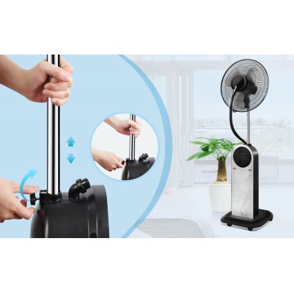 Aigostar - Підлоговий вентилятор з ефектом туману 95W/230V чорний/сірий + пульт дистанційного керування