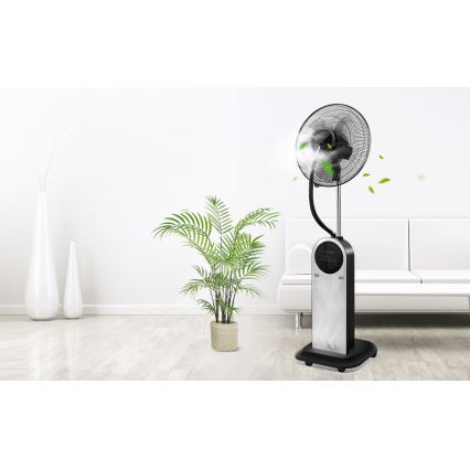 Aigostar - Підлоговий вентилятор з ефектом туману 95W/230V чорний/сірий + пульт дистанційного керування