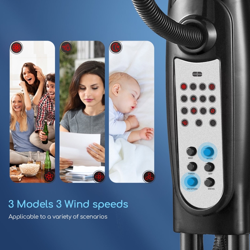 Aigostar - Підлоговий вентилятор з розпилювачем води 75W/230V + ДК