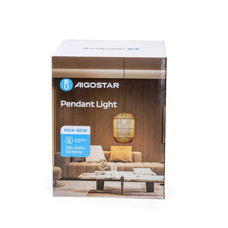 Aigostar - Підвісна люстра 1xE27/60W/230V бежевий